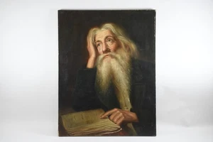 Q38Y09- Cuadro Retrato viejo hombre barbudo lector siglo XIX/XX W. Fassbender Cp. - Imagen 1 de 12