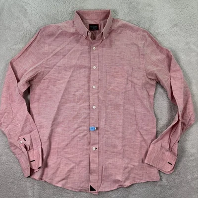 UNTUCKit Mens Medium Slim Fit Pink 100% Linen Blend Button Down Shirt Preppy EUC - Image 1 of 4