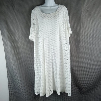 Vestido Catherines Blanco Vaina Ojales Forrado Cuello Redondo Manga Corta Talla 26/28W Foto 1 de 4