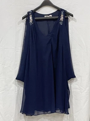 Love 21 Size S/P  Navy Blue Cap Sleeve V Neck  Dress  Foto 1 de 4