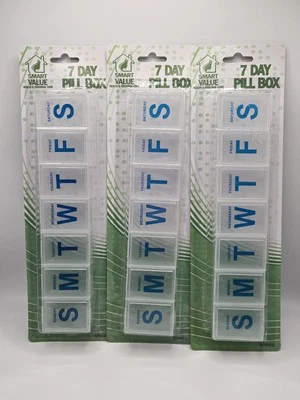 3x 7 Day Large Pill Box Organizer (Come with 3) 9" X 2" X 1" - Image 1 of 2