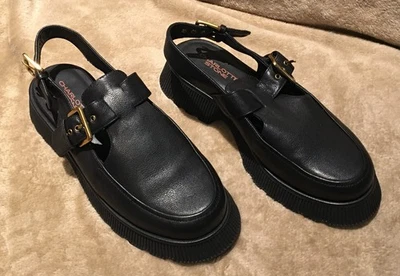 Charlotte Stone Aubrey Shoes Black Slingback Open-Heeled Loafers Clogs sz 10 EUC - Image 1 of 4