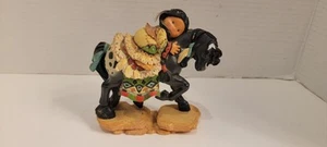 Native American On Black Stallion Horse Figurine Statue Enesco 2000 #832634 4.5" - Picture 1 of 8