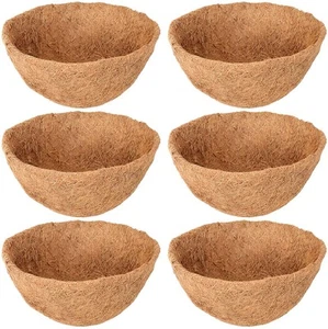 6 Pack 12 Inch Hanging Basket Coco Liners , 100% Natural Round Coconut Coco F... - Picture 1 of 7