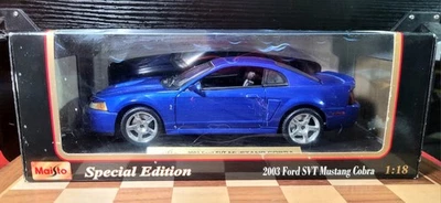 Maisto 2003 '03 Ford Mustang Cobra SVT Terminator Sonic Blue Coupe 1/18 Scale - Image 1 of 4