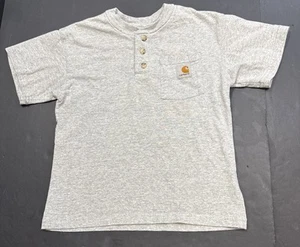 Carhartt Kids Farm Working Outdoor Light Gray Henley Pocket Tshirt Boys Small - Picture 1 of 11