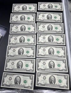 14 Consecutive 2003 Two Dollar FRN Federal Reserve Notes CH UNC I District #21 - Picture 1 of 6