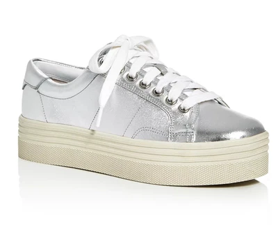 MARC FISHER Emmy Tenis Plataforma Cuero Metálico Con Cordones EE. UU. 5.5 Plateados $130 Foto 1 de 4