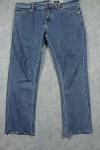 Volcom Vorta Jeans Mens 36 Slim Straight Distressed Raw Hem Denim Casual Pants - Picture 1 of 10
