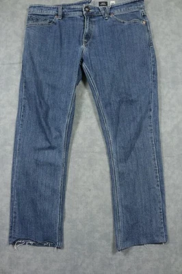 Volcom Vorta Jeans Mens 36 Slim Straight Distressed Raw Hem Denim Casual Pants - Image 1 of 4