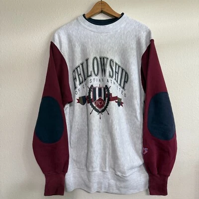 VTG MV Sports Fellowship Christian Athletes Burgundy Gray Sweatshirt - Large FCA - Image 1 of 4