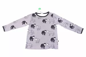 Smafolk long sleeve shirt size 86-152 gray wolf print pullover T-shirt New - Picture 1 of 3