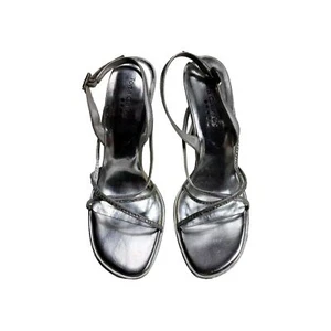 Torta Caliente silberfarbene Damen-Riemchenabsatz Größe 8M Leder - Bild 1 von 8