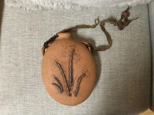 Vintage Kantine Keramik hängende Kunst mit Makramee und Terrakotta Ton Perlen selten - Bild 1 von 24