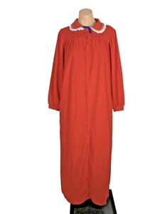 Vtg 70s Jennifer Dale NIGHTGOWN RED Floral Long Full Length Gown 13 ROBE UNION - Picture 1 of 10