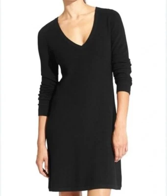 Athleta Nordic платье в черный мериносовой шерсти смесь V шеи размер маленький - Изображение 1 из 4