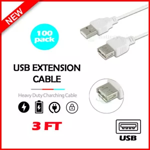 100X USB 3' Extension Cable Cord for Samsung Galaxy S20 / S20+ /Note 20/20 Ultra - Picture 1 of 5