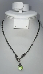 Clara Beau Green Rhinestone And Crystal Necklace 14” With 2” Extender - Picture 1 of 7