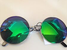  New Silver Frame With Iridium Mirrored Lenses John Lennon Type Round Sunglasses