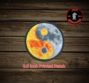 Sun and Moon Yin-Yang Printed Embroidered Patch (3.5 Inch) Custom Border Color - Picture 1 of 3