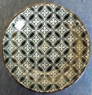 Kotobuki ~ San Francisco ~ 3½" DIPPING DISH ~ Black on Gray ~ Made in Japan - Image 1 of 4