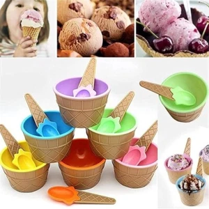 Ice Cream Bowl Dessert Set- Set Of 4 Dessert Cups With Spoons 8 Pieces - Picture 1 of 3