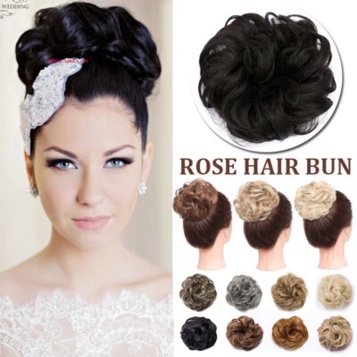 Pieza de pelo de moño desordenado Scrunchie grande de EE. UU. envoltura updo en extensiones de cola de caballo Foto 1 de 4