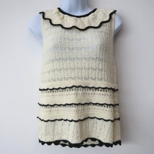 Elie Tahari Knit Blouse Medium Scalloped Collar Coquette Feminine Dainty Top - Picture 1 of 11