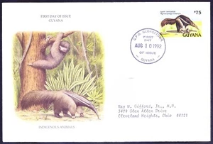 Guyana 1992 used FDC, Giant Anteater, Animals - Picture 1 of 1