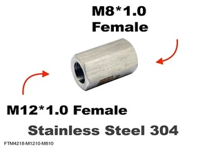 M12*1.0 FEMALE to M8*1.0 FEMALE Stainless Sensor Adaptor Fittings Conversion - Picture 1 of 5