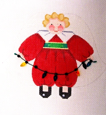 LEIGH ÁNGEL INFANTIL PINTADO A MANO CON ADORNO DE NAVIDAD 3D LIENZO DE PUNTA DE AGUJA Foto 1 de 2