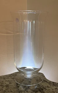 Solbika Glass *HUGE* 16”x8.25” Wonderful Clear Glass Pedestal Wide Mouth Vase - Picture 1 of 21