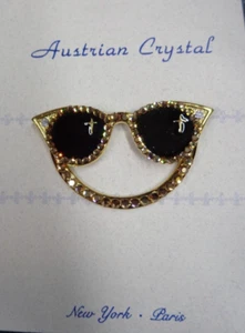 Estate Jewelry OCCHIALI DA SOLE occhiali CRISTALLO AUSTRALIANO strass sciarpa spilla - Foto 1 di 7