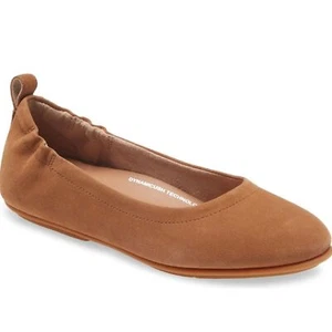 🆕 FitFlop Allegro Women's 11 Tan Suede Slip On Flats Ballet Shoes Comfy NEW - Picture 1 of 4