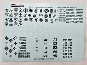 Necromunda Cargo-8 Ridgehauler Transfer Sheet Ash Wastes Warhammer 40K - Picture 1 of 1