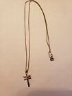 Vintage Crucifix Necklace Double Cross 12 Kt. G.F. 18" Chain