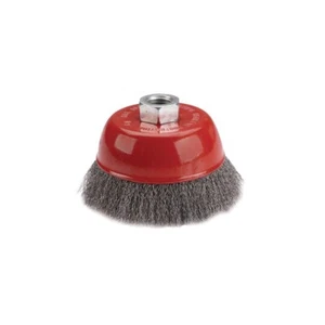 4" Wire Cup Brush 5/8" -11 Arbor .008" Diameter Carbon Steel Crimped Bristles - Picture 1 of 4