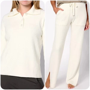 Barefoot Dreams Matching Set Women CozyChic Lite Henley Pullover Wide Leg Lounge - Picture 1 of 11