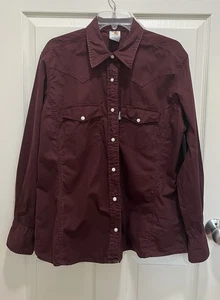 Carhartt Damen Western Pearl Snap Shirt Größe XL Burgund Langarm Baumwolle - Bild 1 von 8