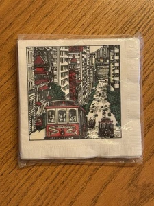 Vintage San Francisco Municipal Rail Cable Car Cocktail Napkins NOS VTG - Picture 1 of 2