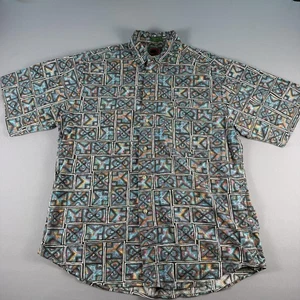 Boston Traders Shirt Mens Large Geometric Print Button Down Casual Long Sleeve - Picture 1 of 9