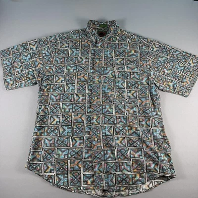 Boston Traders Shirt Mens Large Geometric Print Button Down Casual Long Sleeve - Image 1 of 4