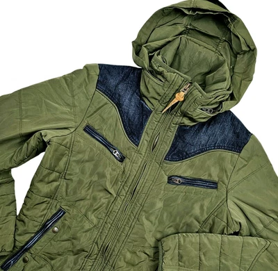 *HOT Men's DIESEL @ SPORTS QUILTED HOODED TEFLON PUFFER OLIVE Jacket M (*Fit S) - Image 1 of 4