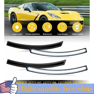 4PCS Smoke Lens F&R White LED Side Marker Lights For Chevy Corvette C7 14-2019 W - Picture 1 of 11