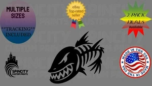 Calcomanía de vinilo para ventana de coche esqueleto hueso de pez enojado pegatina gráfica de pesca - Imagen 1 de 10