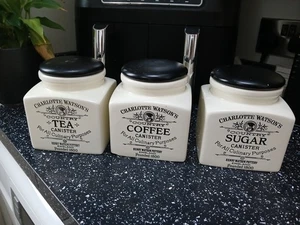 CHARLOTTE WATSON TEA COFFEE SUGAR STORAGE JARS - READ LISTING - Picture 1 of 8