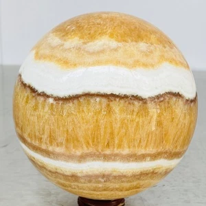 Sfera calcite gialla naturale quarzo cristallo sfera lucida Reiki guarigione 2940G - Foto 1 di 12