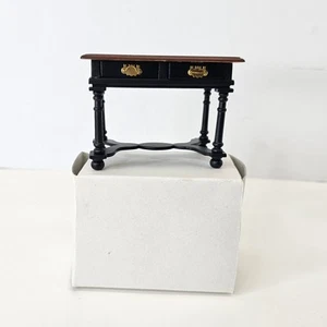 Franklin Mint Heartland Hollow Black and Brown Wooden Double Sided Desk Table - Picture 1 of 10