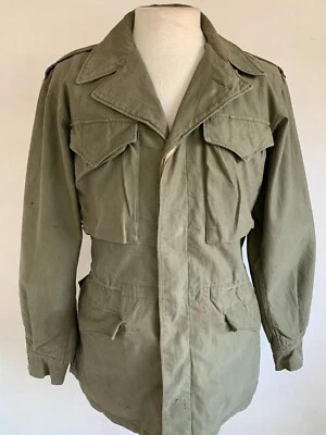 VTG Old M43 Field Jacket Coat OD M1943 34R World War II WW2 US Army 40s - Image 1 of 4