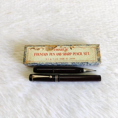 1940s Vintage Charlie Füllfederhalter Sharp Bleistift Set Original Karton CB374 - Bild 1 von 4
